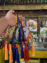 Load image into Gallery viewer, Lucid Sachet Treasure SachetThere are three colors of fortune-attracting sachets: red, yellow and blue. The sachets have the pattern of the flame Mani Treasure and another pattern of the Ten PhBuddha EnergyBuddha&amp;EnergyLucid Sachet Treasure Sachet Car Hanging Flame Manibo Pattern Red Yellow Blue