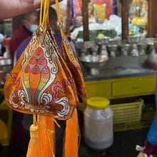 Load image into Gallery viewer, Lucid Sachet Treasure SachetThere are three colors of fortune-attracting sachets: red, yellow and blue. The sachets have the pattern of the flame Mani Treasure and another pattern of the Ten PhBuddha EnergyBuddha&amp;EnergyLucid Sachet Treasure Sachet Car Hanging Flame Manibo Pattern Red Yellow Blue