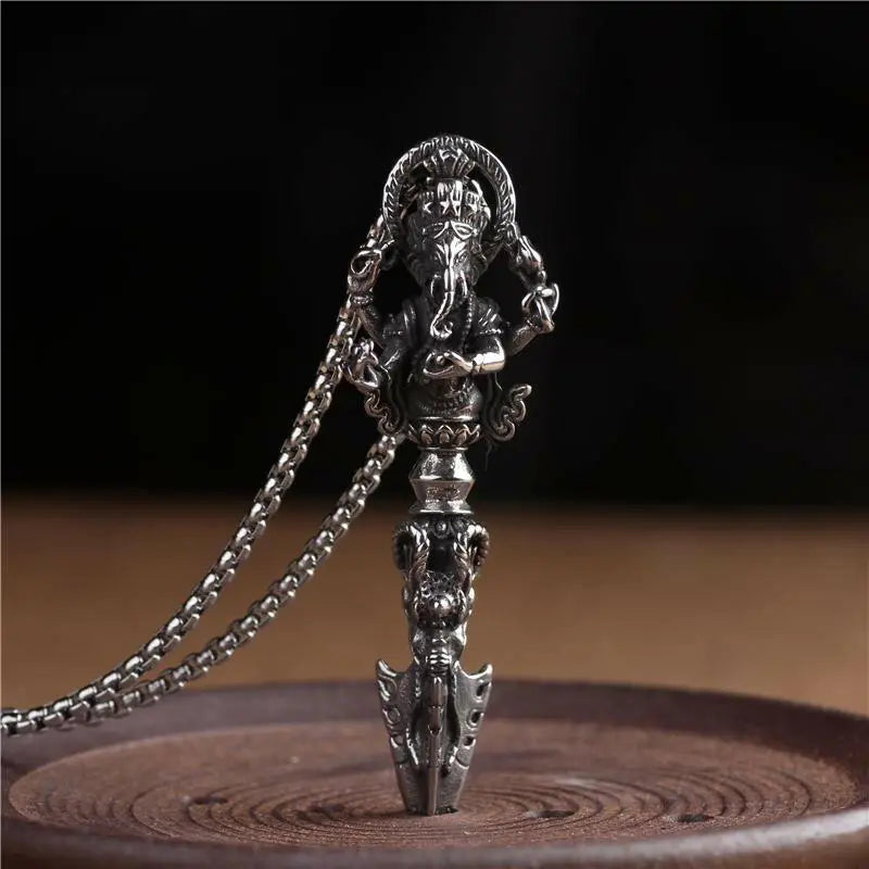 Vary Claw Pestle NecklaceRetro titanium steel elephant trunk God of wealth King Kong prong magic pestle personalized creative necklace pendant men and women do not fade not allergic
Buddha EnergyBuddha&Energywealth King Kong prong magic pestle personalized creative necklace pendant men