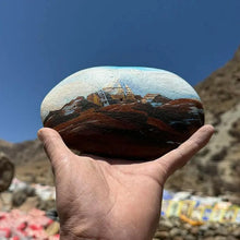 Load image into Gallery viewer, Tibetan hand-painted Kailash pebblesOriginal stone hand-painted Kailash painted art ornaments
This is a painting by a Tibetan folk painter using pebbles as the material
The painted Kailash is very beauBuddha EnergyBuddha&amp;EnergyTibet Original Stone Hand-painted Gangrinboqi Pebbles Art Decoration Pattern 9