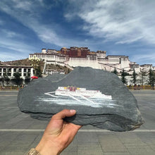 Load image into Gallery viewer, Hand-painted Tibetan Potaba Palace,  and other themesOriginal stone flakes hand-painted Potaba Palace ornamentsThis is a Tibetan folk painter in Lhasa who uses Mani stone flakes as materials.The painted Potaba Palace, Buddha EnergyBuddha&amp;EnergyOriginal Stone Hand-painted Tibet Potala Palace Mani Stone Painted Art Ornaments Gang Rinpozi