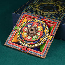 Load image into Gallery viewer, Total Palace Colorful mandala incense plateTotal Palace Penchant Line Incense Base Watching Incense Insert Enamel Color Tibetan Incense Insert Home Incense Plate Aromatherapy Stove
Buddha EnergyBuddha&amp;EnergyPotala Palace Wenchuang Line Incense Base Jantcheng Incense Insert Enamel Color Tibetan Incense Insert Home Incense Plate Aromatherapy Stove