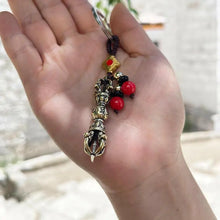 Load image into Gallery viewer, Six-word mantra key chainFive-strand vara key chainThis vara Doree key chain is a characteristic handicraft of Bark hor Street in TibetGifts, small and exquisite, with a six-character mantraBuddha EnergyBuddha&amp;Energy-character True Words Keychain Key Hanging Jewelry