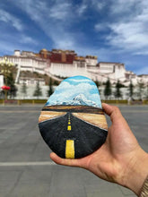 Load image into Gallery viewer, Hand-painted Tibetan Potaba Palace,  and other themesOriginal stone flakes hand-painted Potaba Palace ornamentsThis is a Tibetan folk painter in Lhasa who uses Mani stone flakes as materials.The painted Potaba Palace, Buddha EnergyBuddha&amp;EnergyOriginal Stone Hand-painted Tibet Potala Palace Mani Stone Painted Art Ornaments Gang Rinpozi