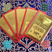 Load image into Gallery viewer, Zodiac auspicious cardsZodiac auspicious cardsThis is the Lhasa Jokhang Zodiac Talisman gilded card
Sheet, length is 8.4 cm, width is 5.3 cm, with seal
Set, one side of the card is auspiciBuddha EnergyBuddha&amp;EnergyYear Zodiac Card Portable Card Auspicious Safety Card Copper Gold Plated Card