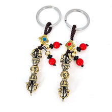 Load image into Gallery viewer, Six-word mantra key chainFive-strand vara key chainThis vara Doree key chain is a characteristic handicraft of Bark hor Street in TibetGifts, small and exquisite, with a six-character mantraBuddha EnergyBuddha&amp;Energy-character True Words Keychain Key Hanging Jewelry