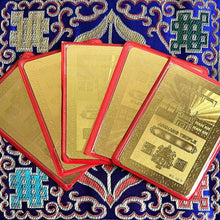 Load image into Gallery viewer, Zodiac auspicious cardsZodiac auspicious cardsThis is the Lhasa Jokhang Zodiac Talisman gilded card
Sheet, length is 8.4 cm, width is 5.3 cm, with seal
Set, one side of the card is auspiciBuddha EnergyBuddha&amp;EnergyYear Zodiac Card Portable Card Auspicious Safety Card Copper Gold Plated Card