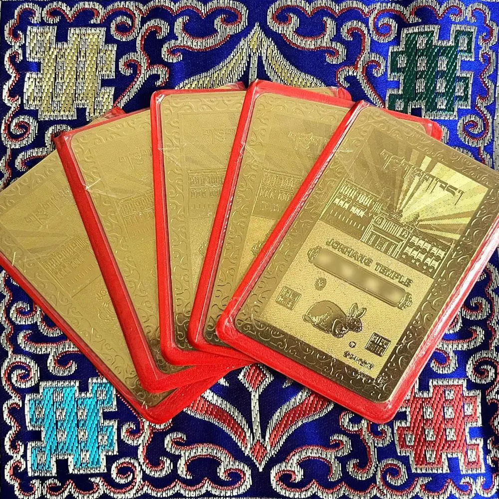 Zodiac auspicious cardsZodiac auspicious cardsThis is the Lhasa Jokhang Zodiac Talisman gilded card
Sheet, length is 8.4 cm, width is 5.3 cm, with seal
Set, one side of the card is auspiciBuddha EnergyBuddha&EnergyYear Zodiac Card Portable Card Auspicious Safety Card Copper Gold Plated Card