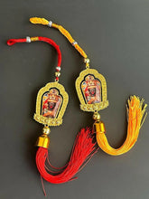 Load image into Gallery viewer, Ziram safe car hangingZiram safe car hangingThis side of Tibet is generally hung in the car.On the rear view mirror, they are red and yellow, with a total length of 35 cm
On the front is Buddha EnergyBuddha&amp;Energy[Ram Purchasing] Tibet Lhasa Zakiram Car Hanging Tibetan God