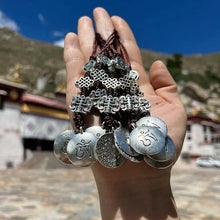 Load image into Gallery viewer, Agua Brand Benignant Key chain Alloy PendantTibetan trumpet nine palace gossip card key hanging
Tibetan Characteristic Folk Amulet small size silver Nine Palace Agua Brand Benmingnian Key chain Alloy Pendant
TBuddha EnergyBuddha&amp;EnergyTibetan Characteristic Folk Amulet small size silver